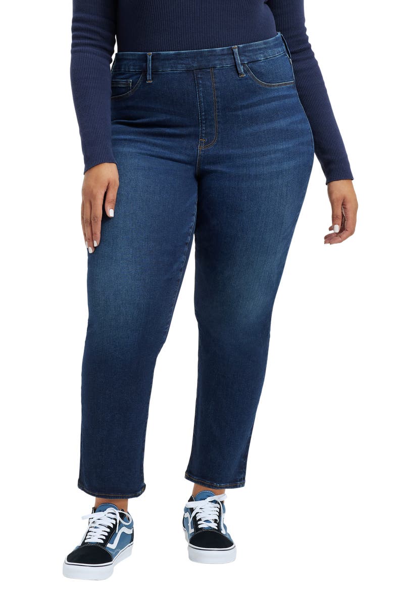 Good American Pull-On Straight Leg Jeans, Alternate, color, 