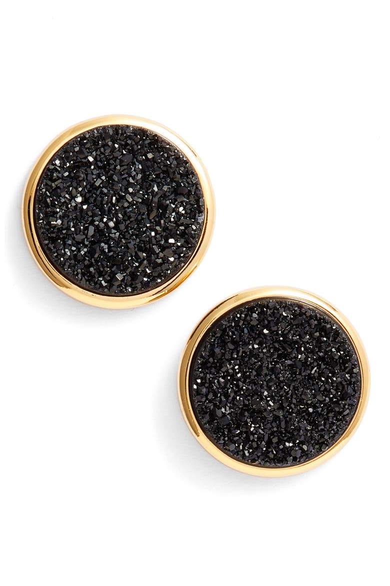 Astoria Large Drusy Stud Earrings, Main, color, BLACK DRUZY/ GOLD