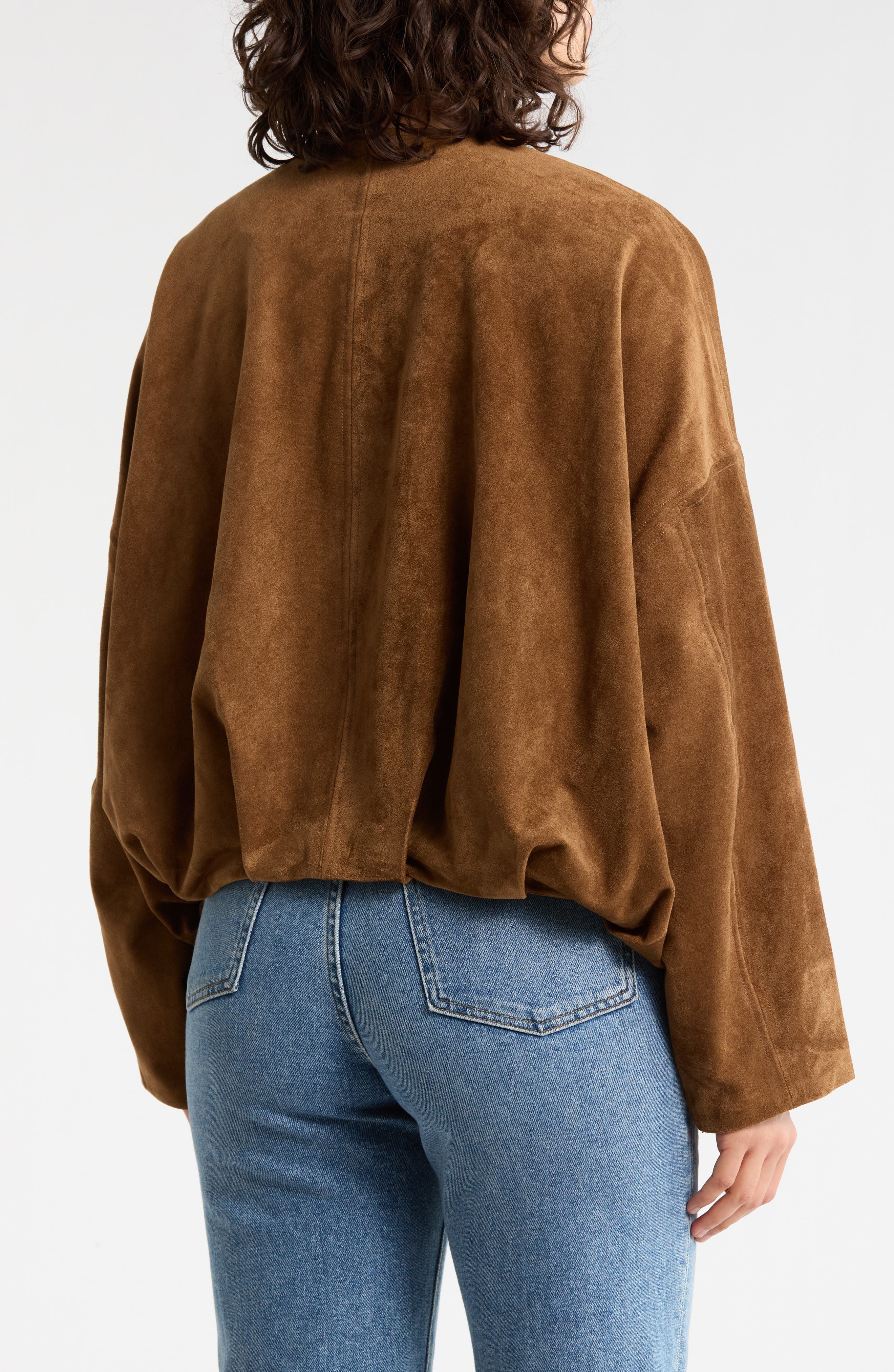 Faux Suede Bubble Hem Jacket - image 2