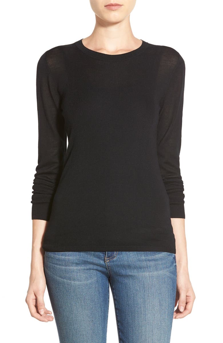 Halogen<sup>®</sup> Rib Detail Lightweight Merino Wool Sweater, Main, color,