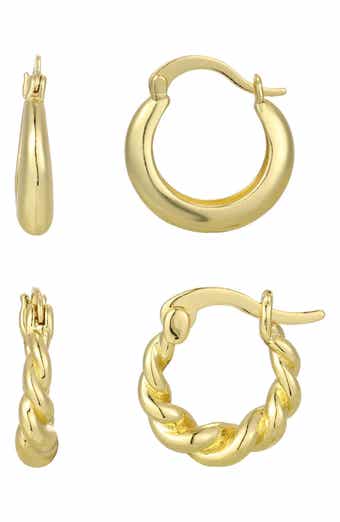 Set of 2 14K Gold Plated Hoop Earrings