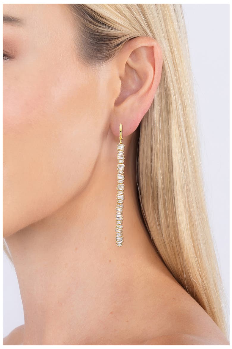 Clara CZ Linear Drop Earrings, Alternate, color, GOLD