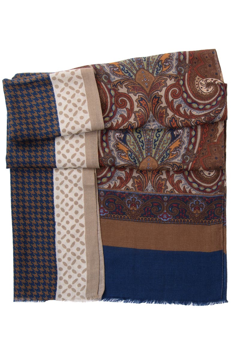 Aosta - Wool Scarf, Alternate, color, Brown and Blue
