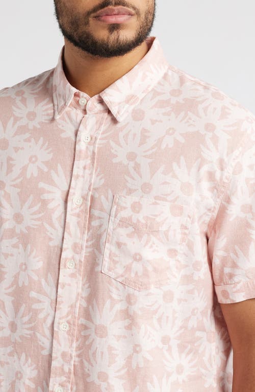 Rails Carson Short Sleeve Stretch Linen Blend Button-up Shirt In Perennial Pink
