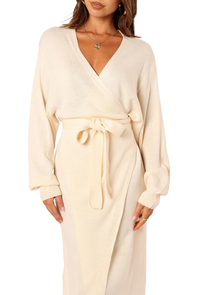 Nova Long Sleeve Maxi Wrap Dress, Alternate, color, TAUPE