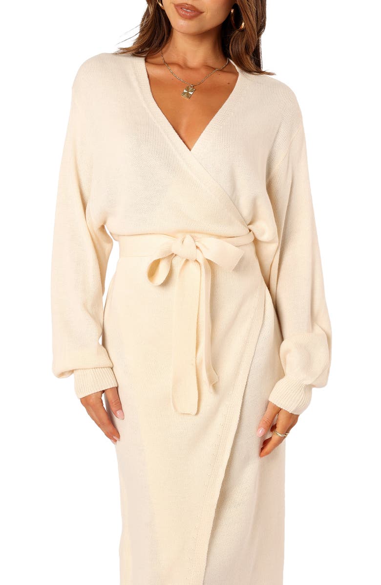 Petal & Pup Nova Long Sleeve Maxi Wrap Dress, Alternate, color, Taupe