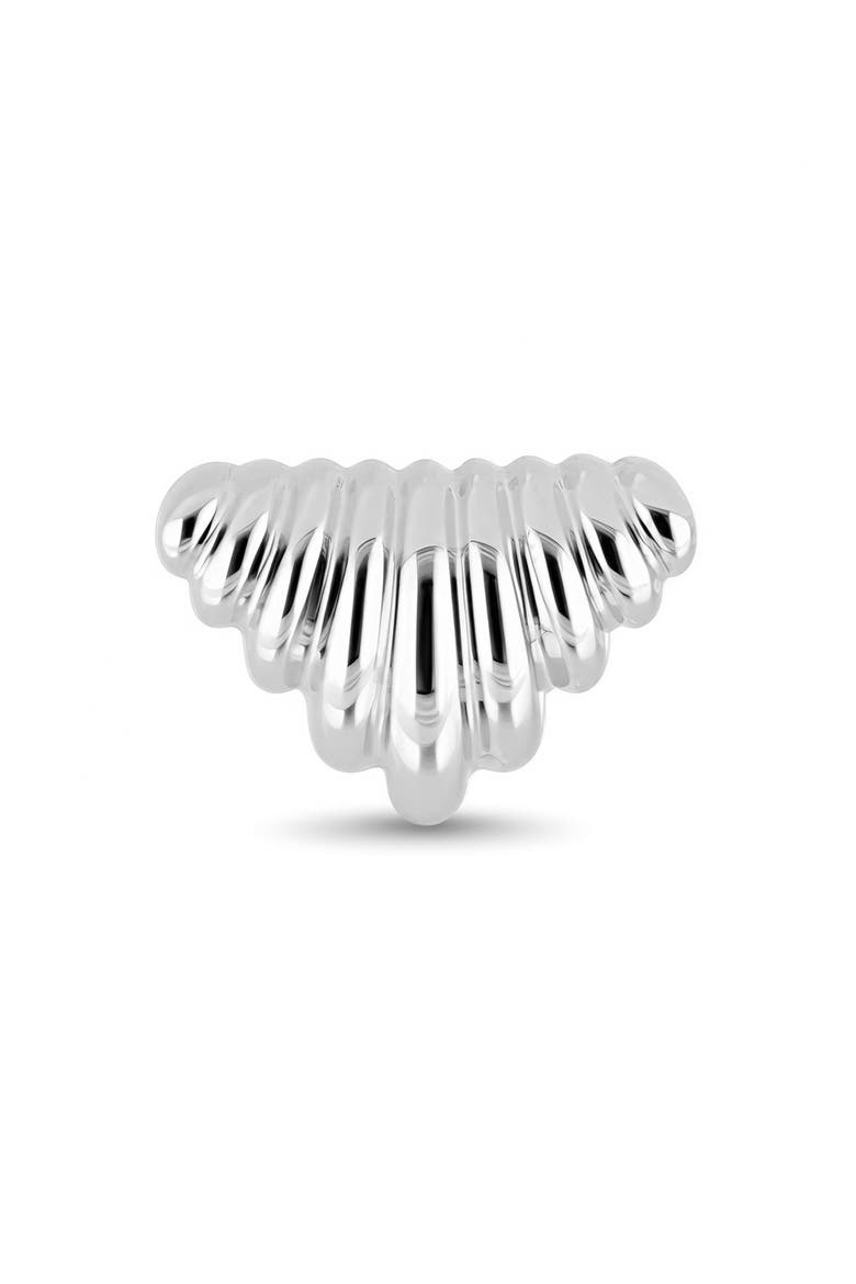 14k Gold Fluted Chevron Stud Earrings, Alternate, color, 14KW