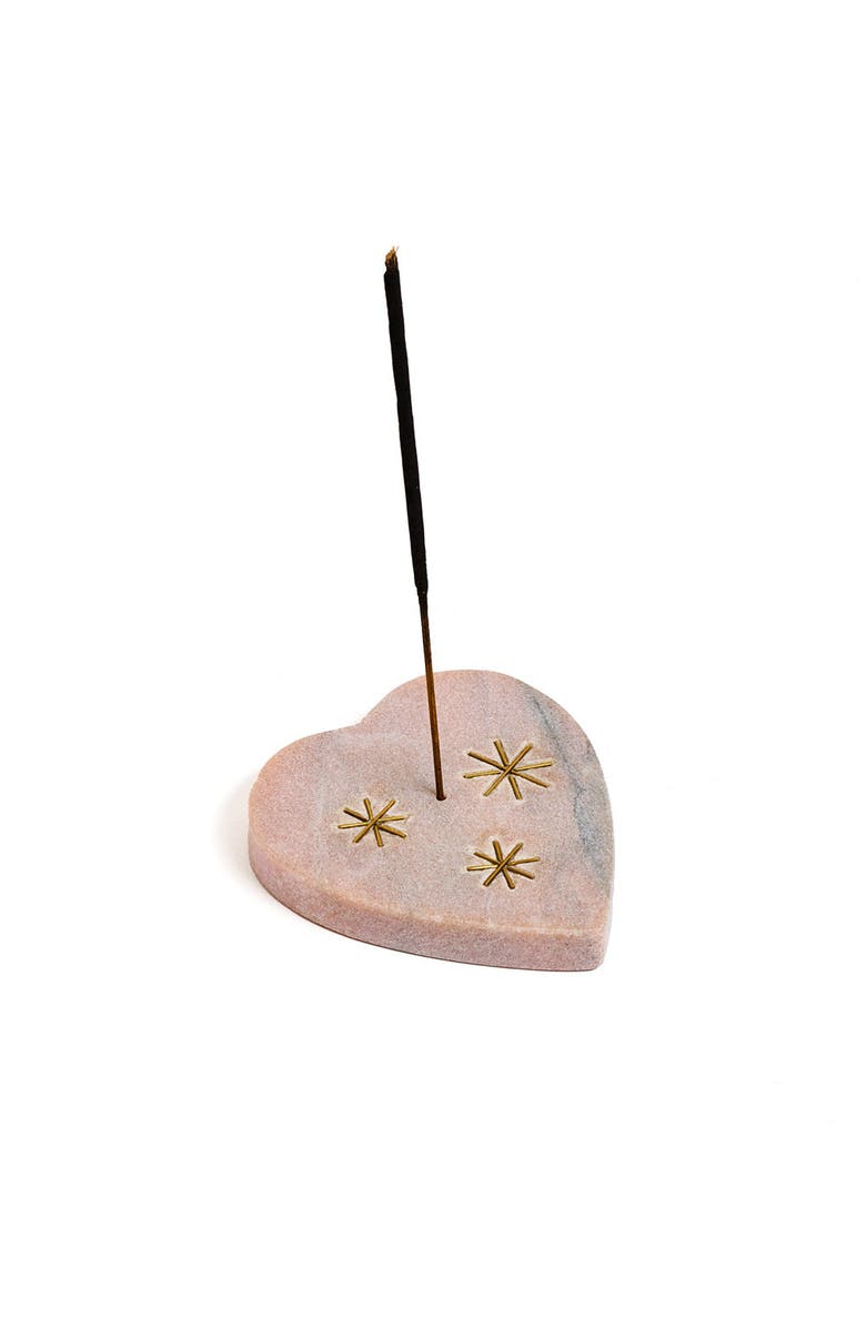 Matr Boomie Jaipuri Heart Incense Holder - Pink Carved Marble, Alternate, color, Pink