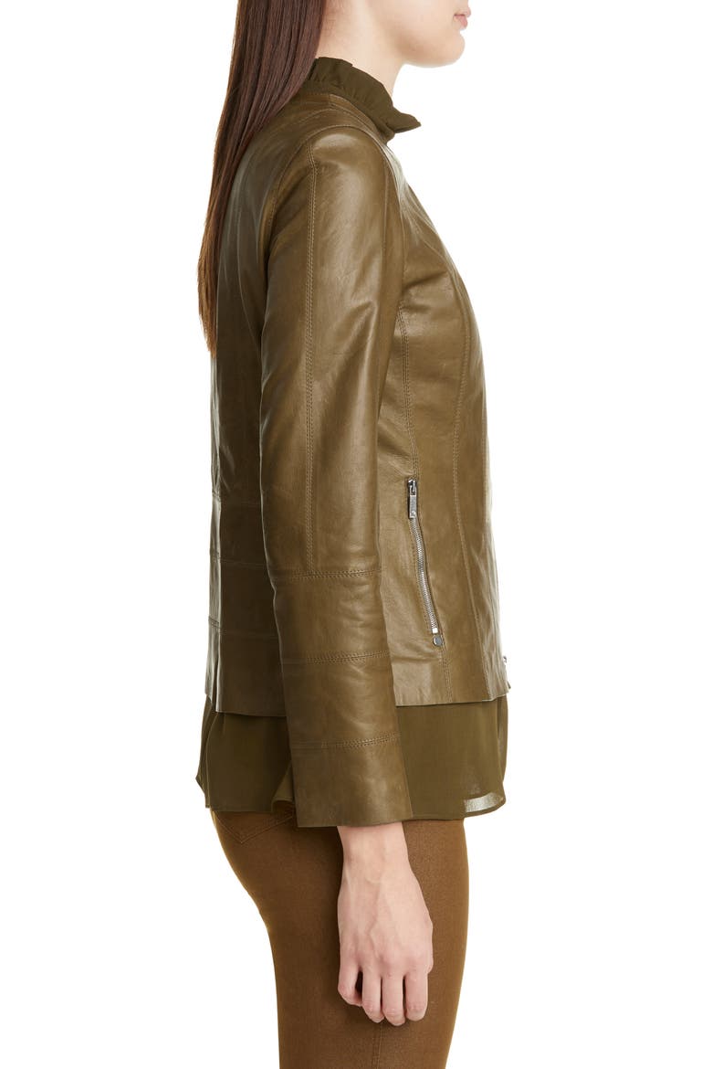 Courtney Glazed Lambskin Leather Jacket, Alternate, color, SEQUOIA