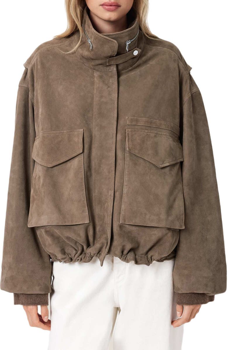 AllSaints Clay Suede Jacket, Main, color, Walnut Brown