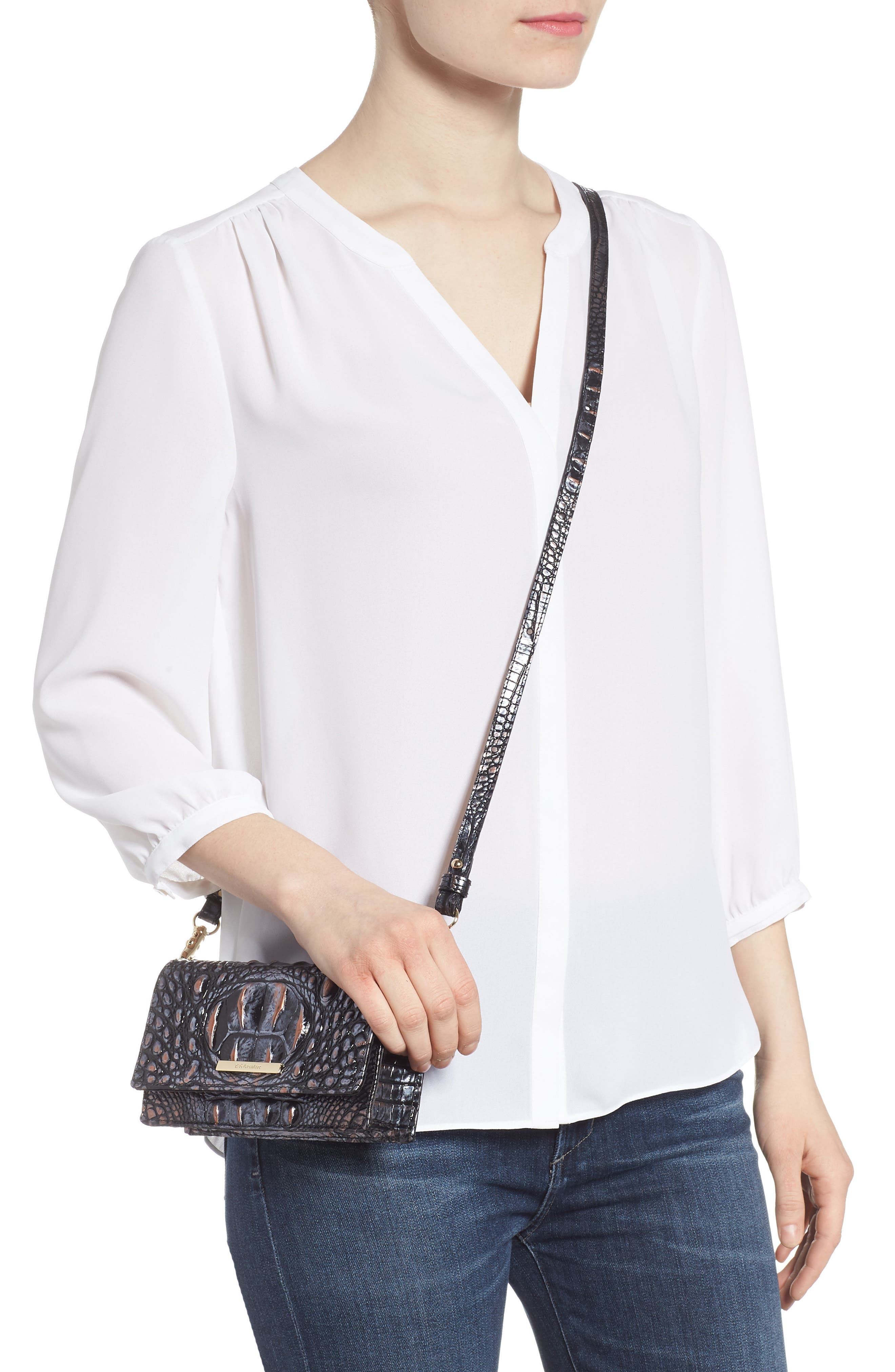 Brahmin Nadia Croc Embossed Leather Crossbody Bag, Alternate, color, 