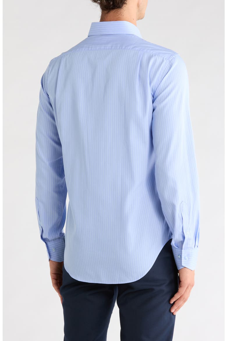 Trim Fit Wide Stripe Dress Shirt, Alternate, color, SKY BLUE