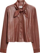 TWP Leather Tie Collar Button-Up Shirt
