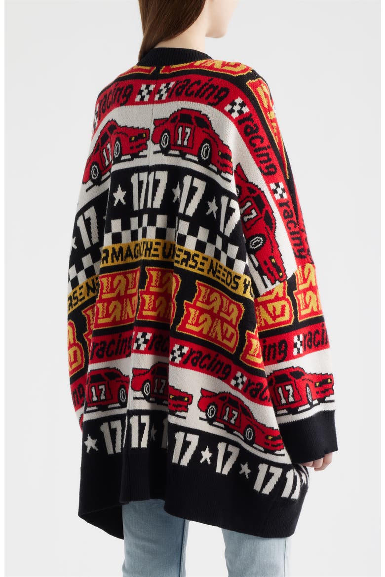 Vroom Vroom Oversize Cardigan, Alternate, color, RED/ BLACK