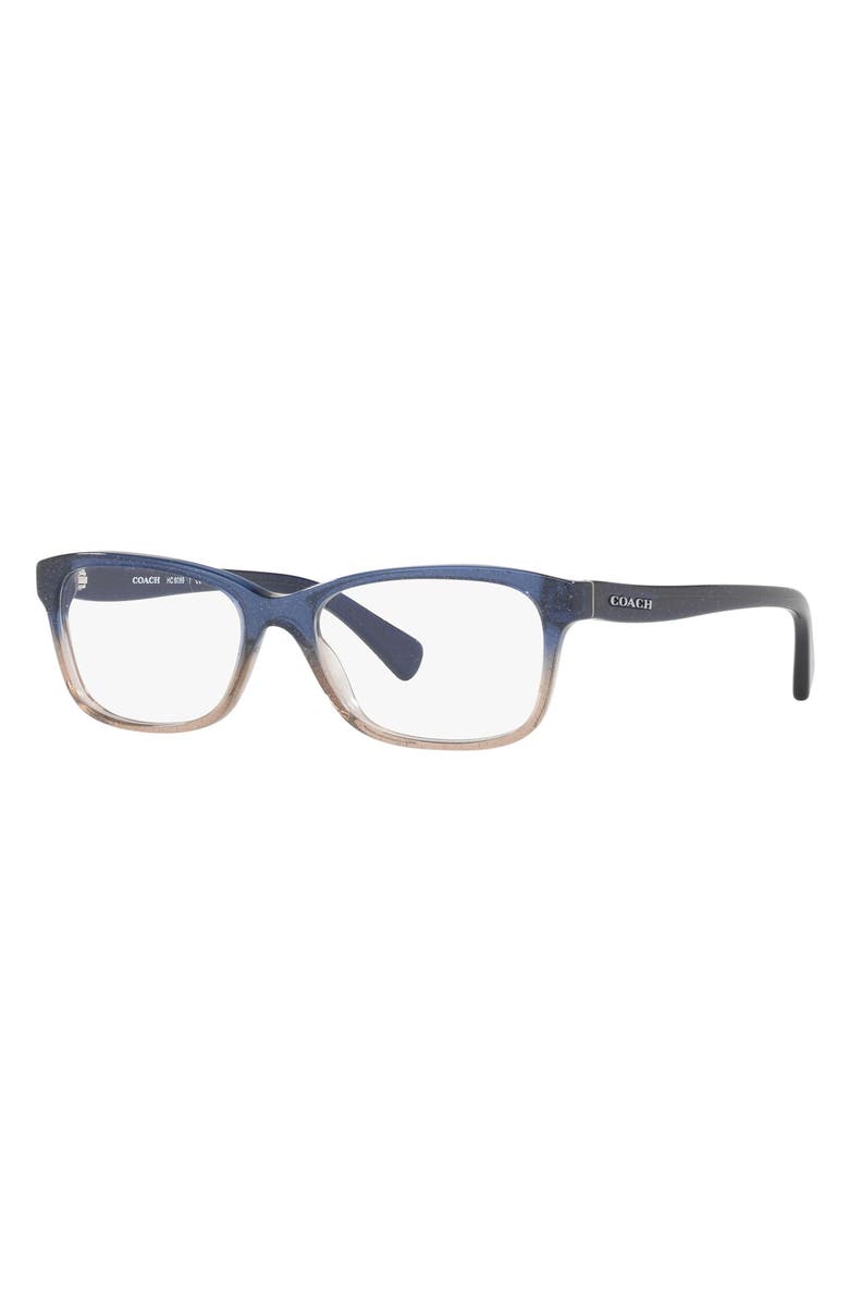 COACH 51mm Rectangular Optical Glasses, Alternate, color, Blue/ Taupe Glitter