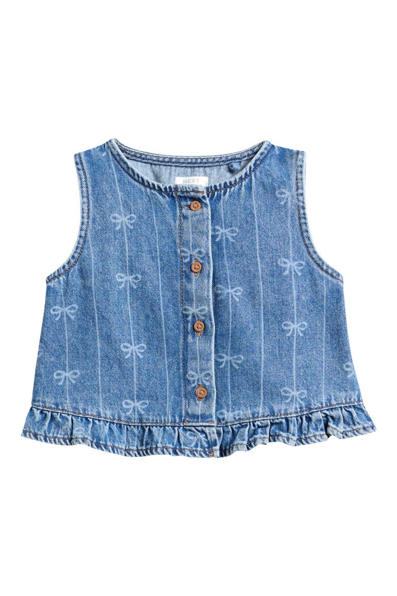 Kids' Bow Stripe Denim Tank, Main, color, BLUE