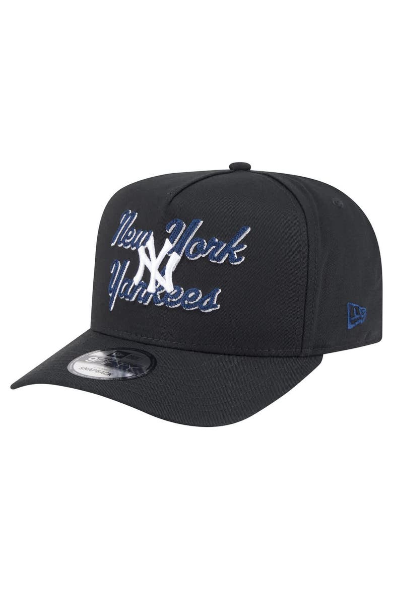 Men's New Era Black New York Yankees Chainstitch 9FIFTY A-Frame Snapback Hat, Main, color, Black