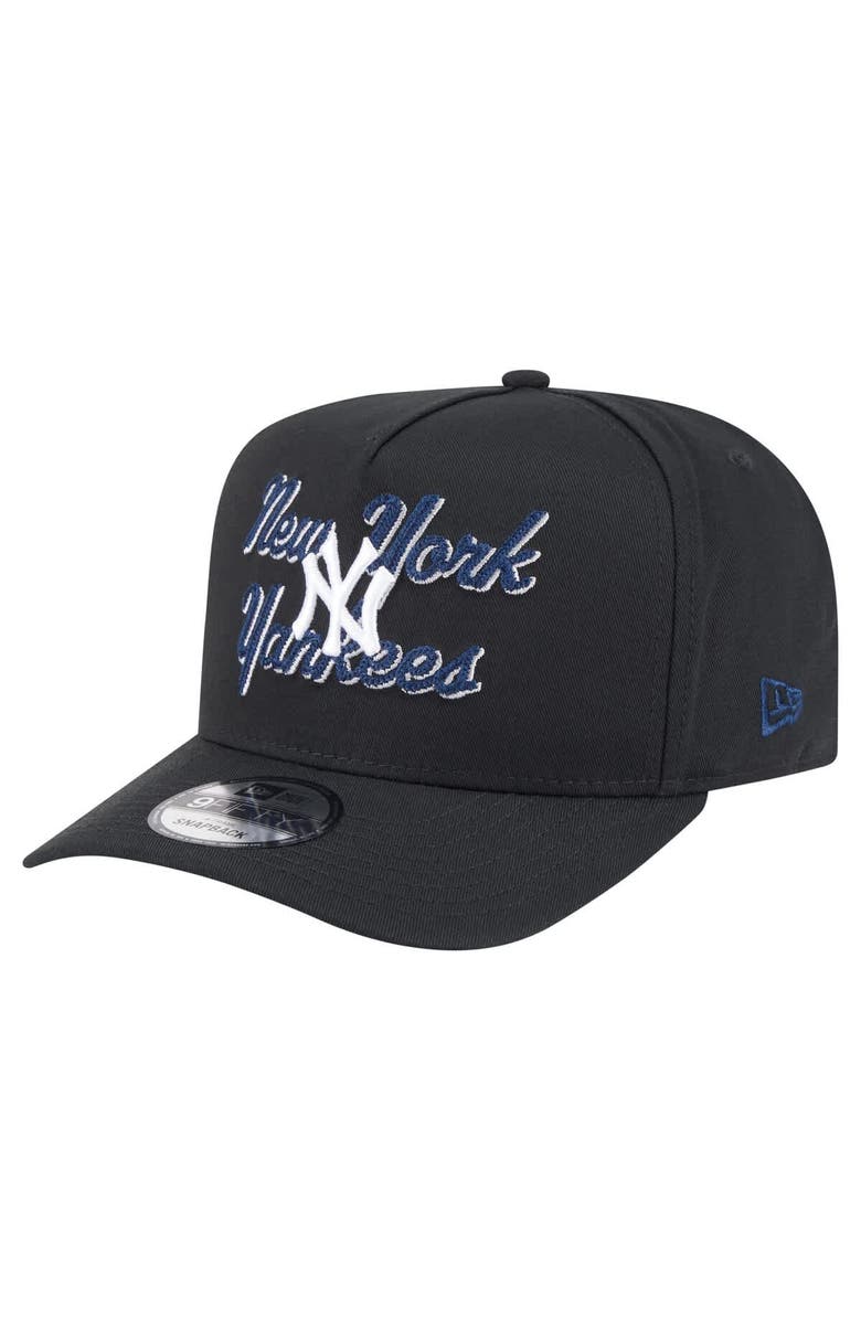 New Era Men's New Era Black New York Yankees Chainstitch 9FIFTY A-Frame Snapback Hat, Main, color, Black