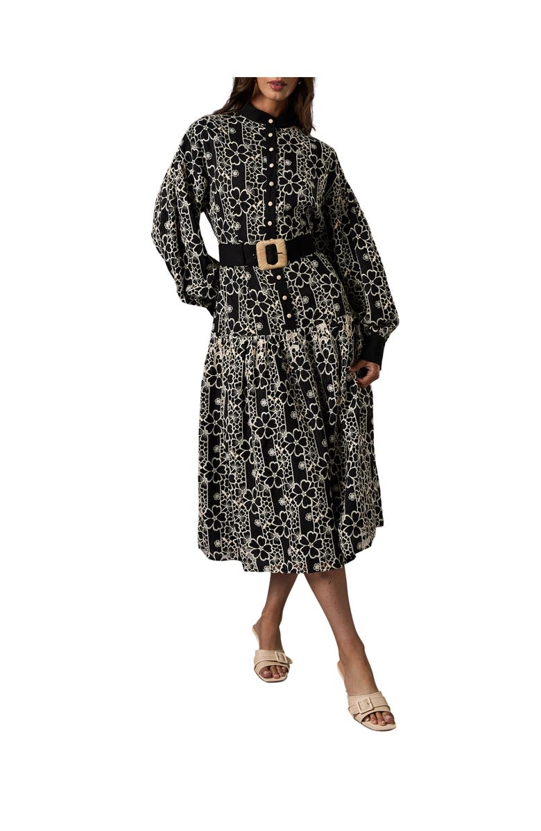 Coast Long Sleeve Belted Shirt Dress, Main, color, Black