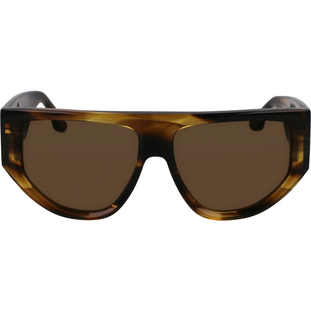 Victoria Beckham B-buckle 55mm Modified Rectangular Sunglasses In Brown