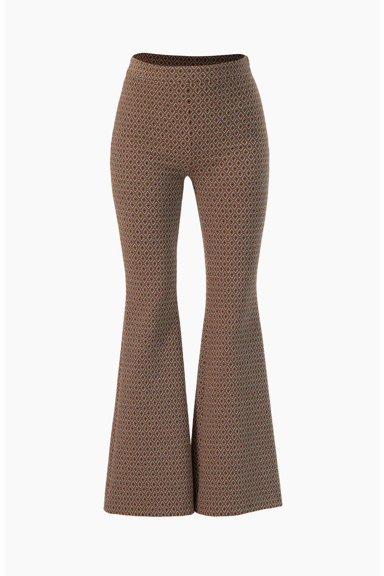 Geometric Jacquard Flared Pants, Alternate, color, Brown