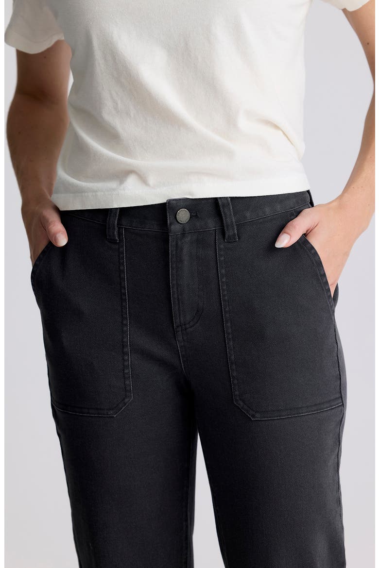 Folly Straight Leg Ankle Stretch Cotton Twill Pants, Alternate, color, BLACK SAND