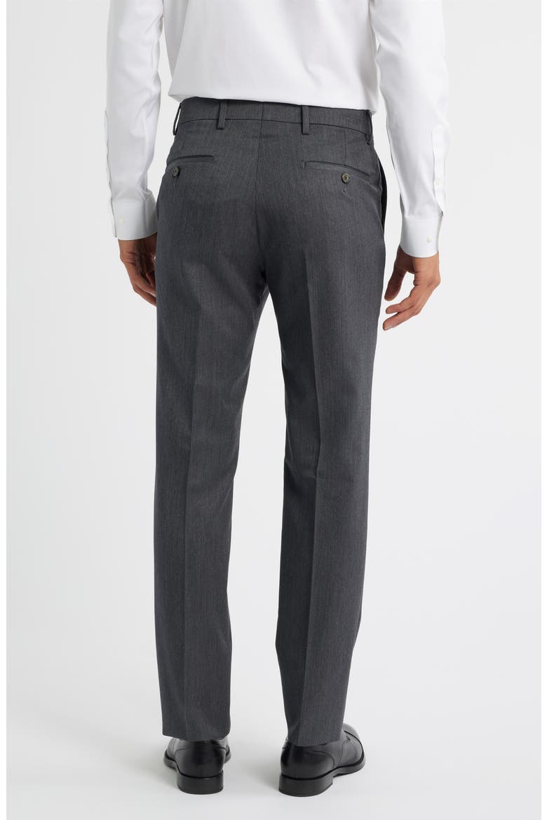 Flat Front Worsted Wool Gabardine Pants, Alternate, color, MED GREY