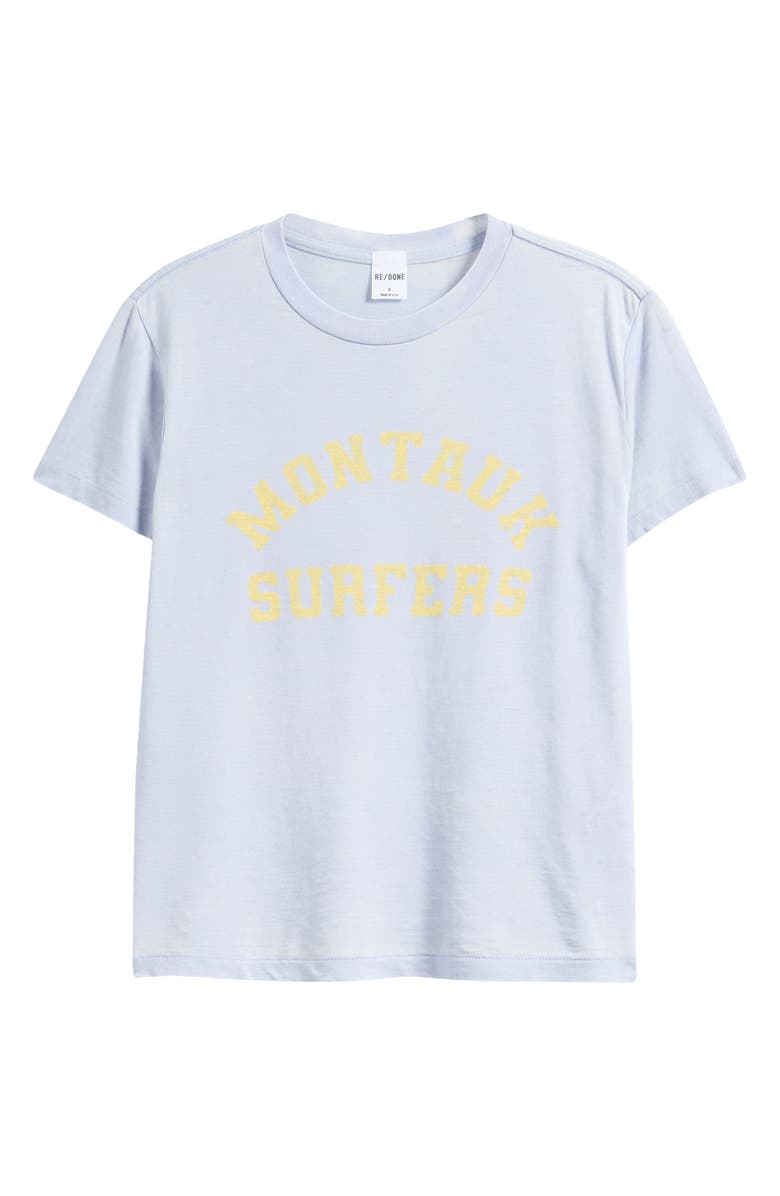 Re/Done Montauk Organic Cotton Blend T-Shirt, Main, color, Hazy Blue/ Yellow