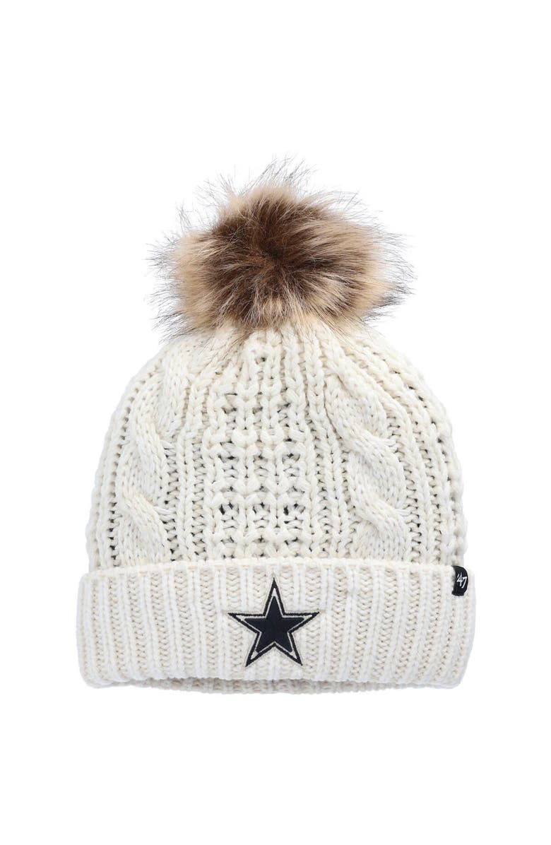 '47 Women's '47 White Dallas Cowboys Meeko Cuffed Knit Hat with Pom, Main, color,