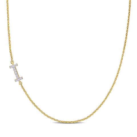 Diamond Initial Necklace 14k Yellow Gold