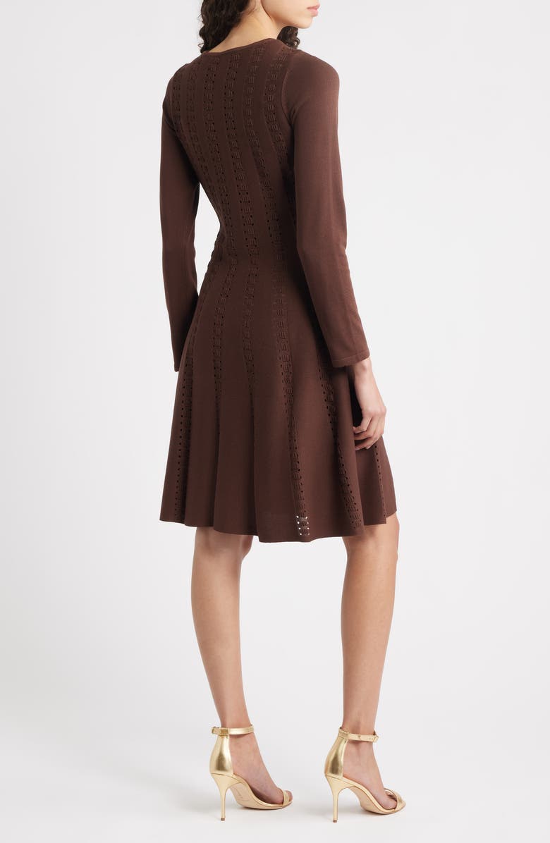 Julia Jordan Open Stitch Long Sleeve Sweater Dress, Alternate, color, Brown