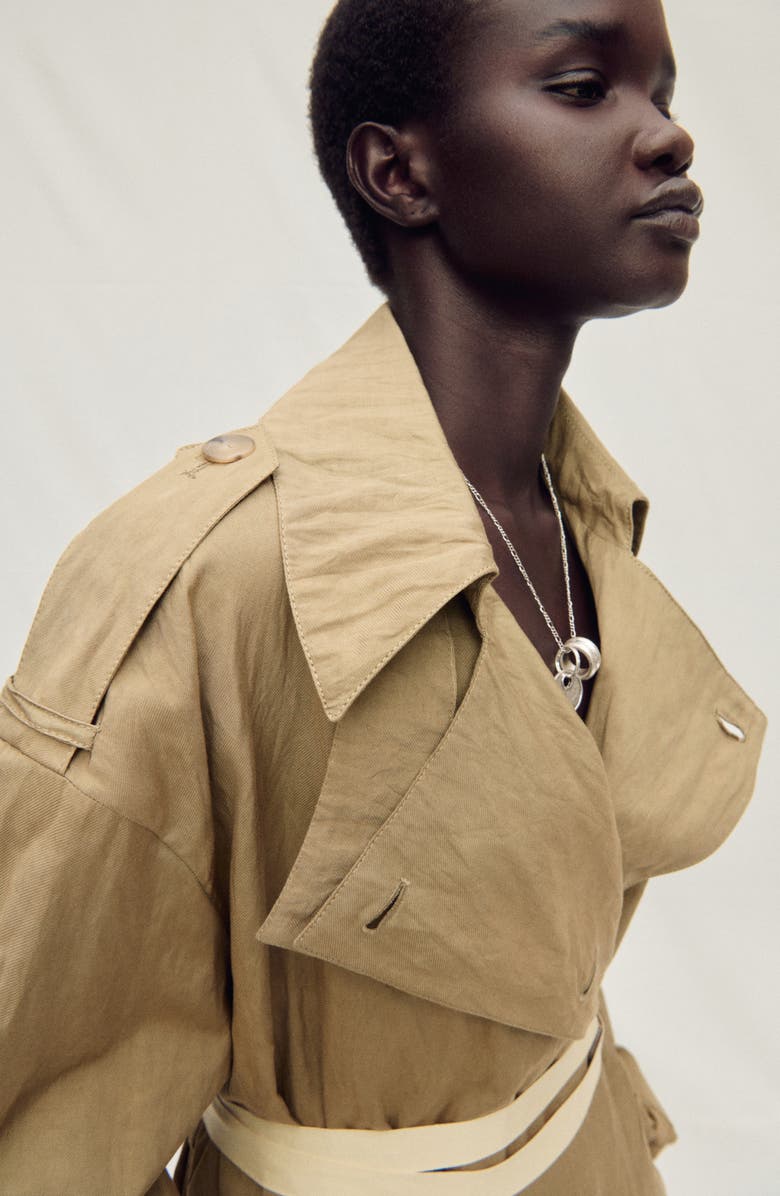 MANGO Wrinkled Oversized Belted Trench Coat, Alternate, color,