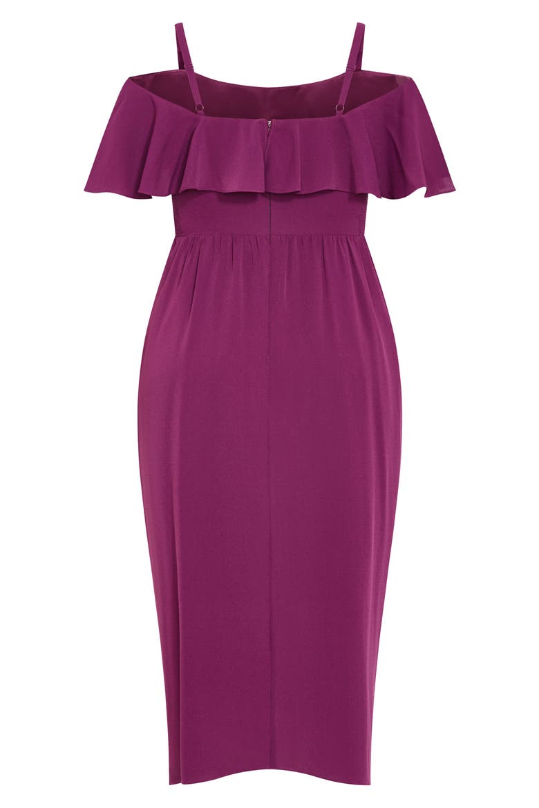 Flirtation Ruffle Off the Shoulder Cocktail Dress, Alternate, color, CERISE