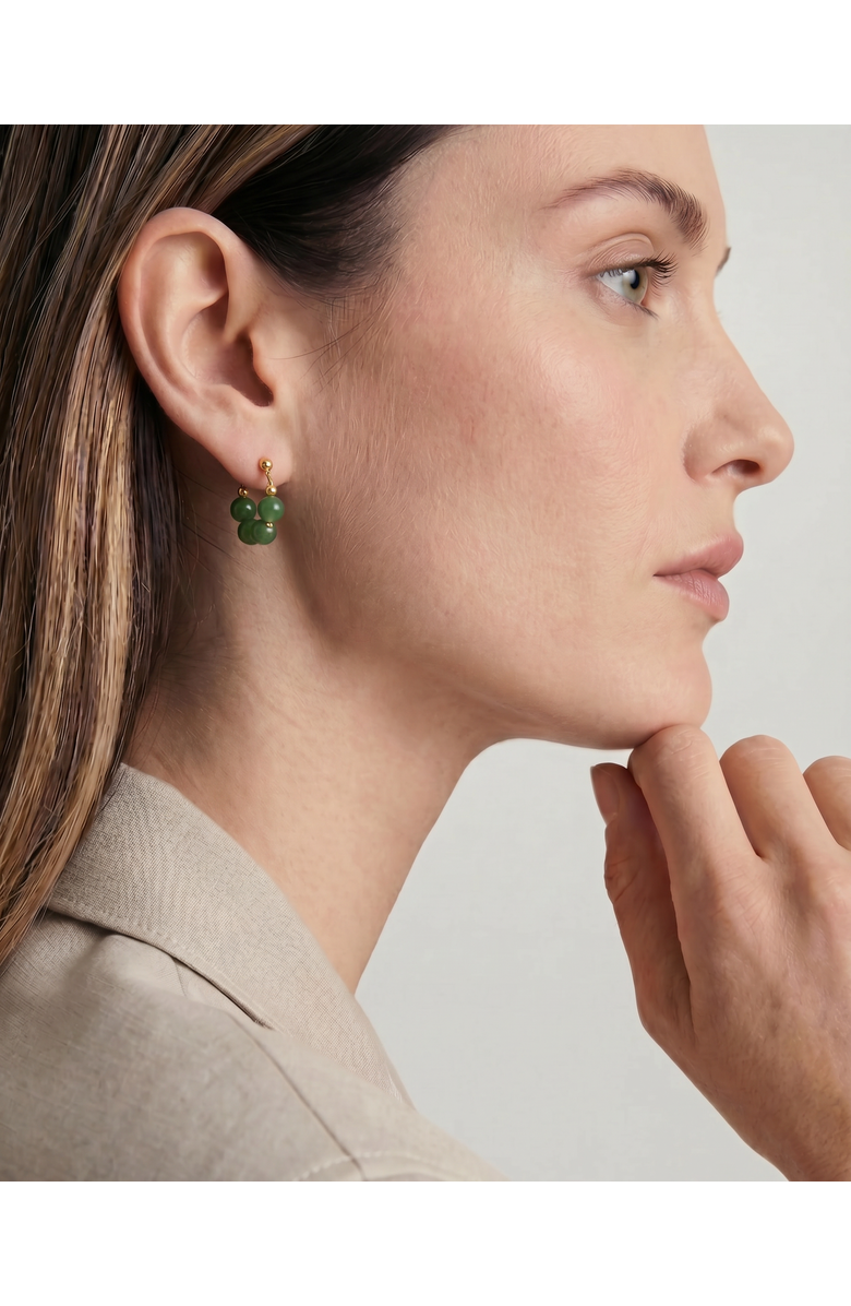 seree Fay Beaded Jade Hoop Earrings, Alternate, color, Green