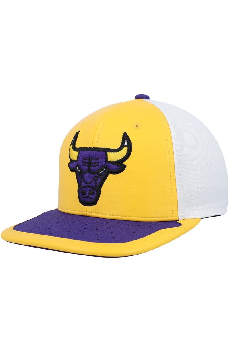 Mitchell & Ness Men's Mitchell & Ness Yellow/Purple Chicago Bulls Day One Snapback Hat, Main, color, 