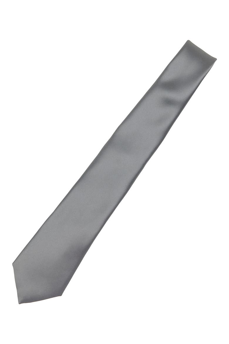 Men's Solid Satin Tie, Alternate, color, SLATE