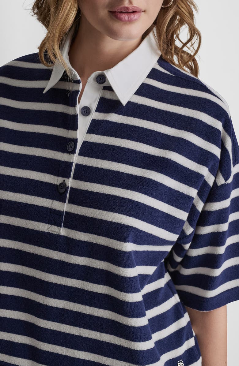 DKNY Jeans Stripe Terry Polo, Alternate, color, Peacoat/ Eg
