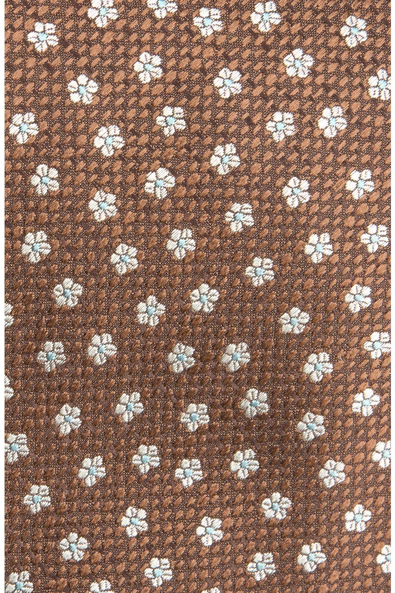 Floral Jacquard Silk Tie, Alternate, color, CHOCOLATE