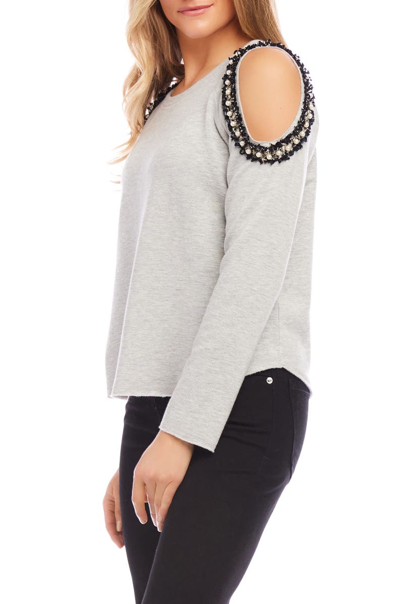 Karen Kane Embellished Cold Shoulder Sweatshirt, Alternate, color, 