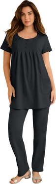 Roaman's Plus Size Two Pocket Soft Knit Swing Tunic
