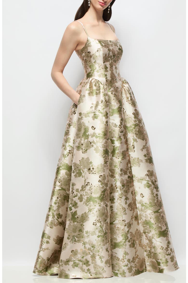 Jilian Metallic Sleeveless Gown, Alternate, color, PERIDOT BLUSH