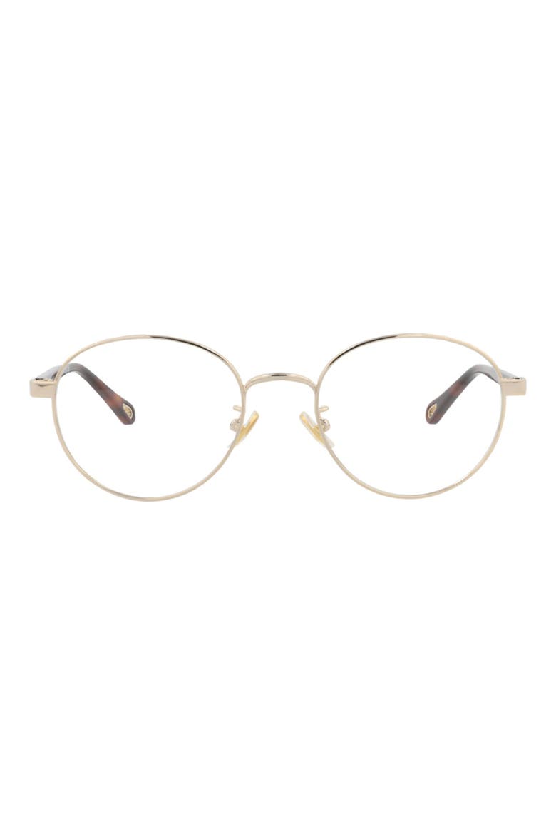 52mm Round Optical Glasses, Main, color, GOLD HAVANA TRANSPARENT