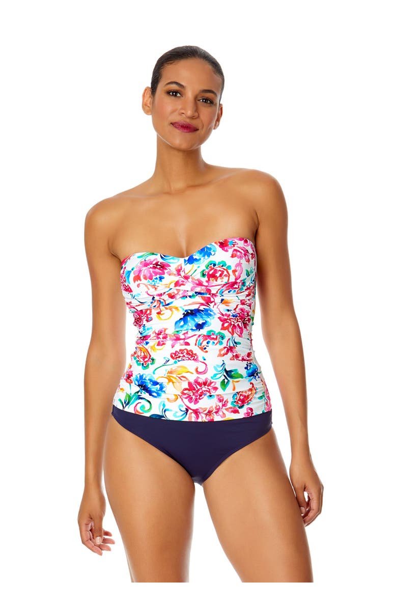 Anne Cole Women's Tiger Dance Twist Front Bandeaukini Swim Top, Main, color, Watercolor Paisley