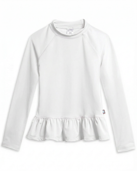 Baby Girls Swim Peplum UPF 50+ Long Sleeve Rashguard Tee