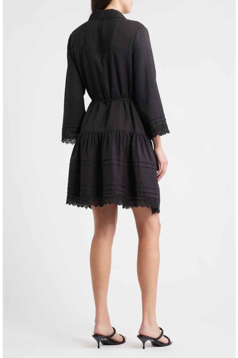 Lace Long Sleeve Shirtdress, Alternate, color, BLACK