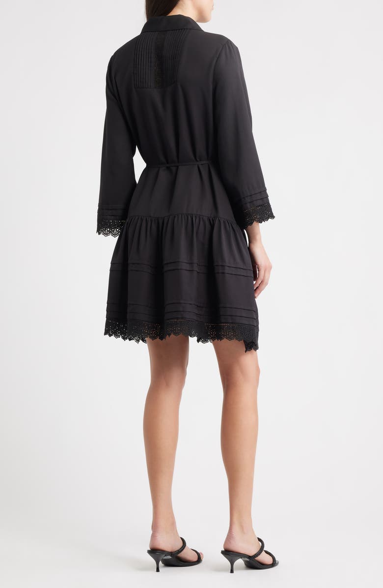 Julia Jordan Lace Long Sleeve Shirtdress, Alternate, color, Black