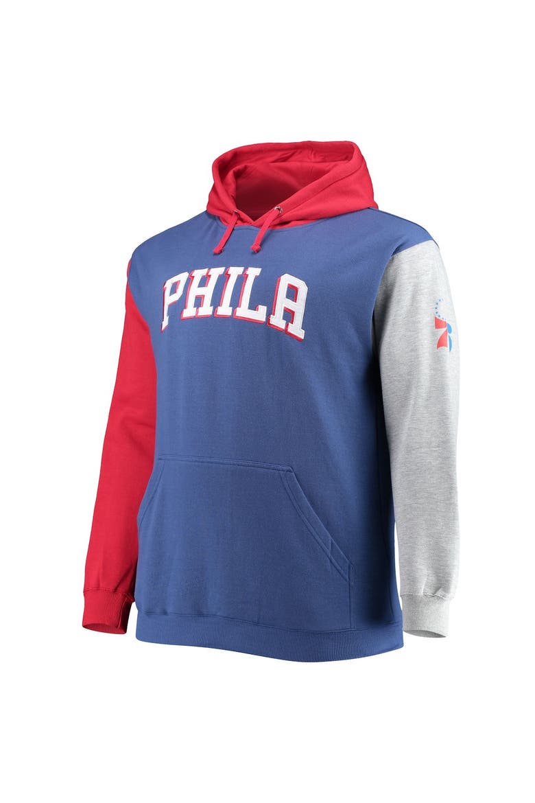 Men's Fanatics Branded Royal/Red Philadelphia 76ers Big & Tall Double Contrast Pullover Hoodie, Alternate, color, Royal