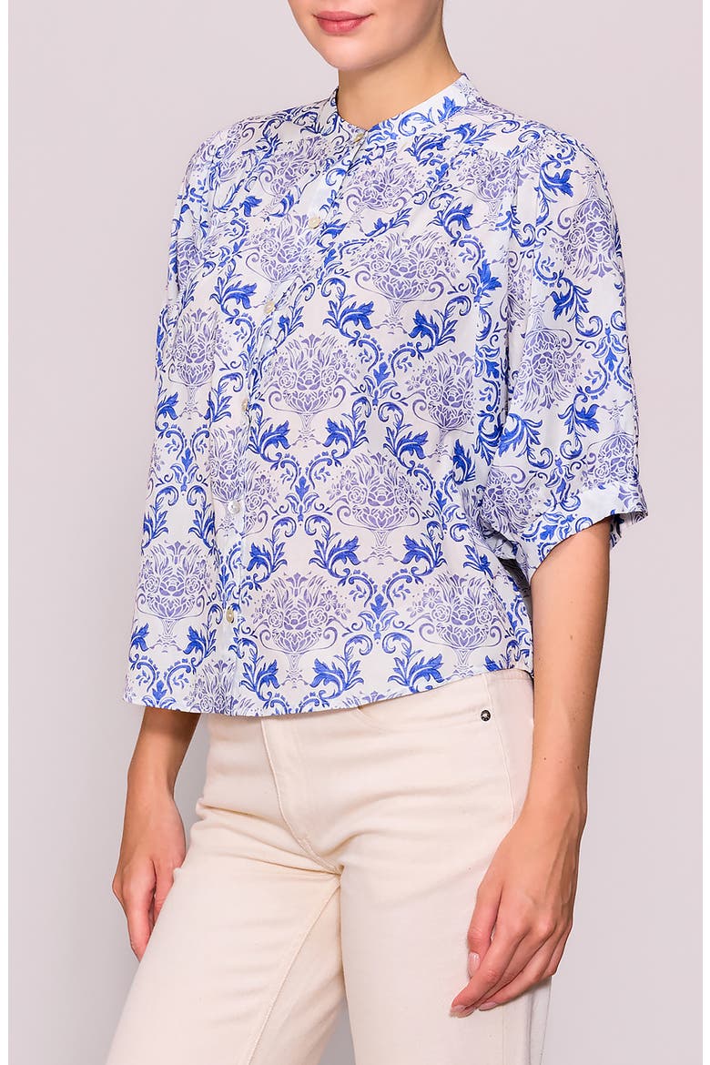 Print Voile Shirt, Alternate, color, BLUE WHITE