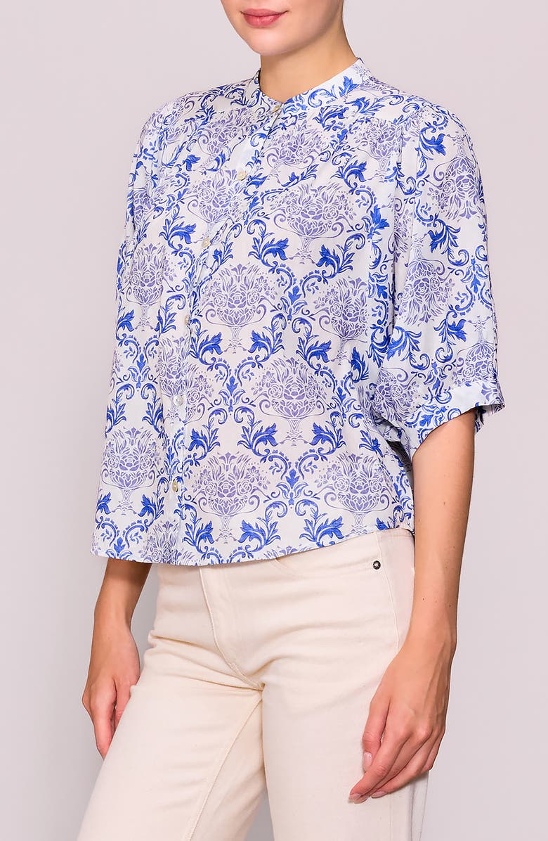 MELLODAY Print Voile Shirt, Alternate, color, Blue White