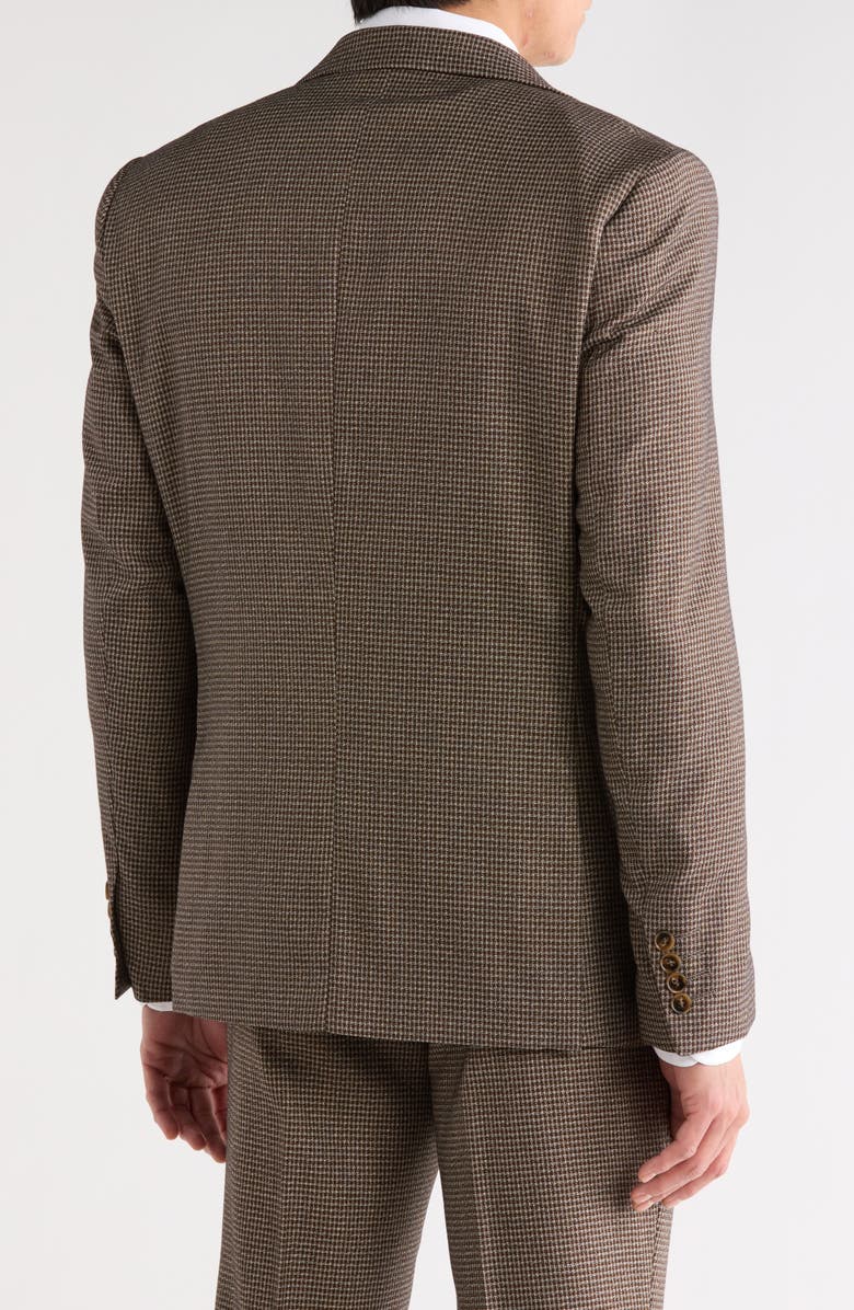 Tahari Slim Fit Check Blazer, Alternate, color, Brown